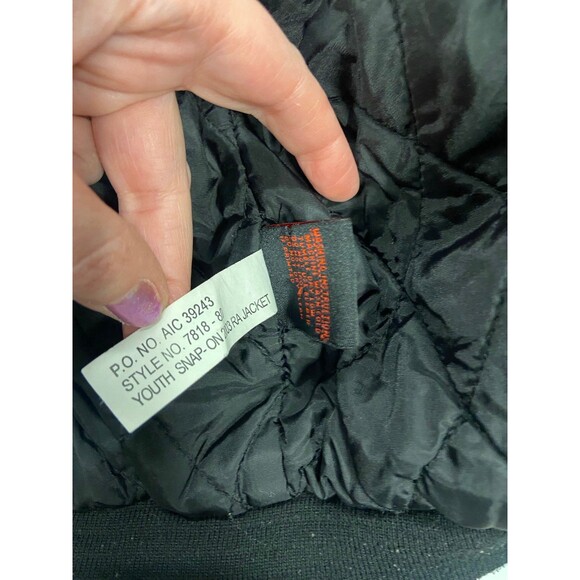 Snap-on Tools Youth Hooded Work Jacket Black Zip-Up American Flag Patch Large - Picture 4 of 12